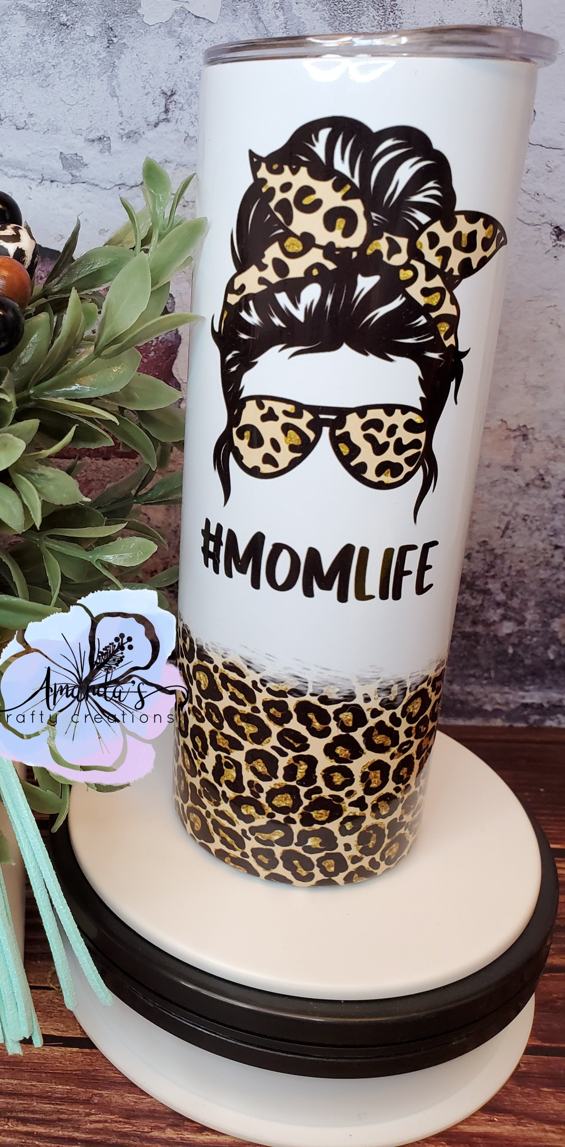 Hashtag mom life leopard tumbler