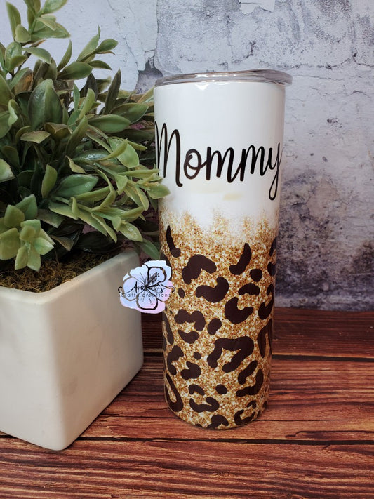 Mommy leopard print tumbler