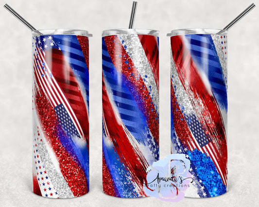 Red white and blue striped tumbler for the 4th of July