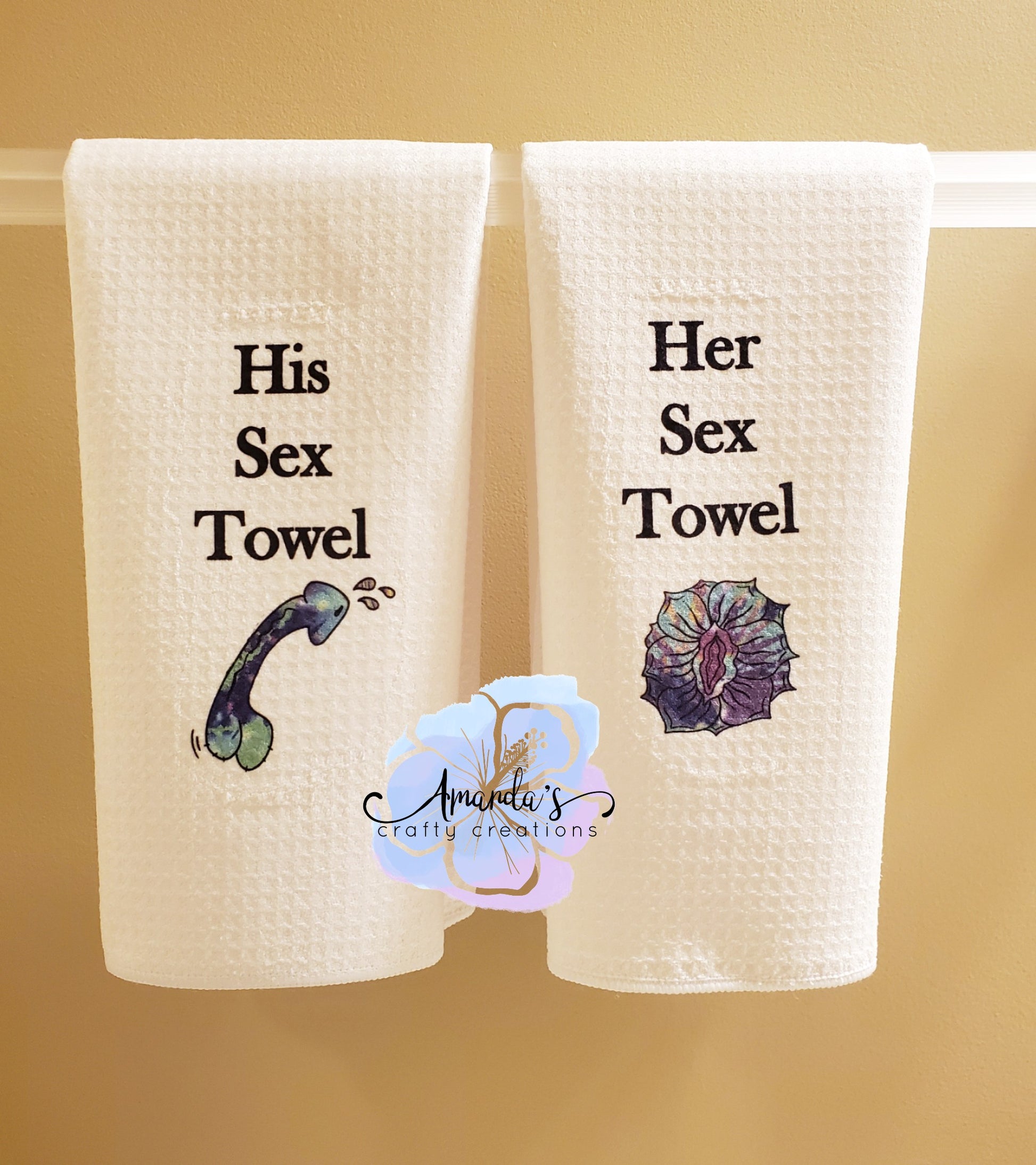 His & Her Sex Towels Funny Hand Towel Set, Funny Mature wedding bachelor  bachelorette gift idea, funny couple towels