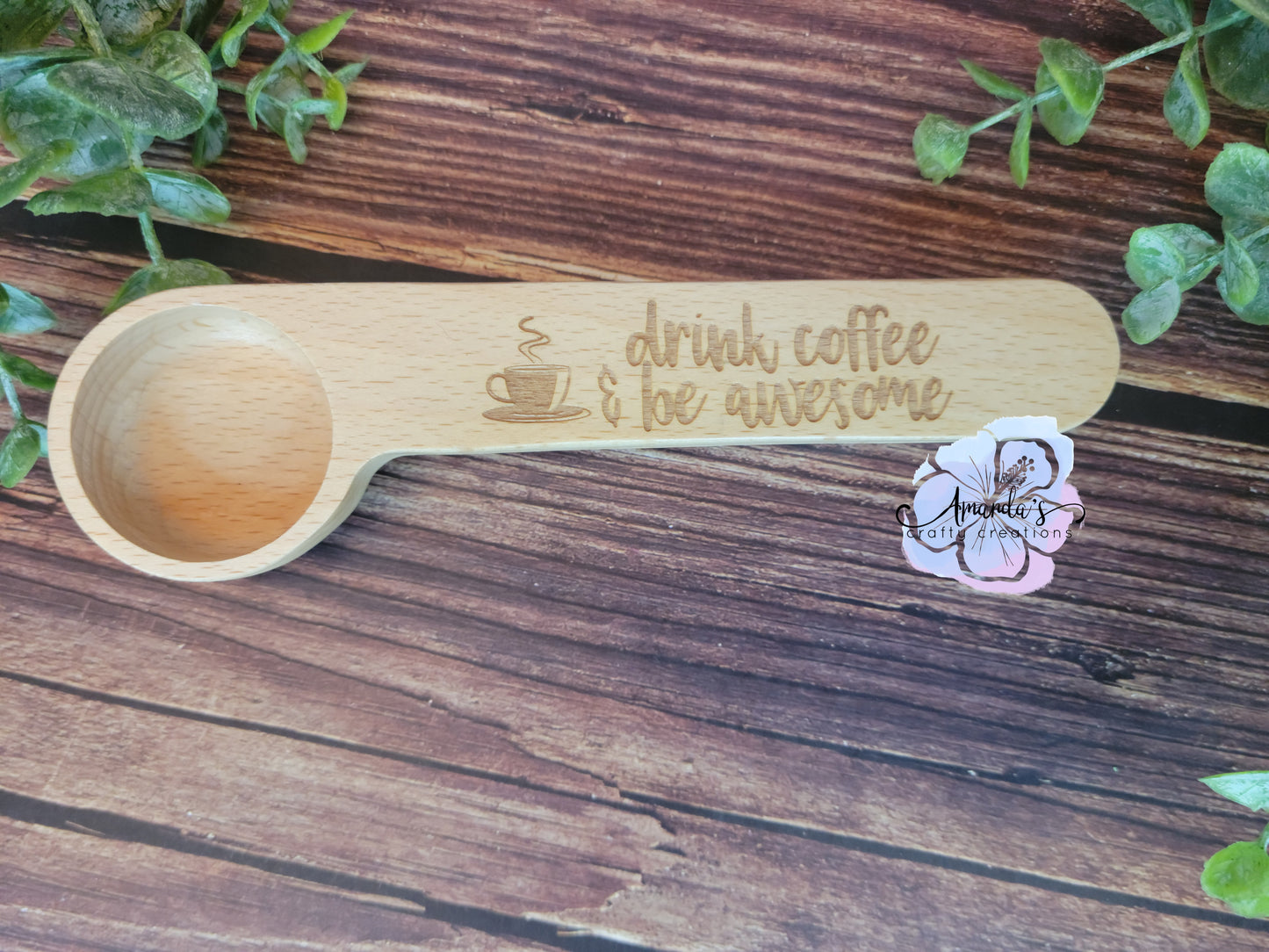 Customizable Engraved wooden coffee clip, drink coffee and be awesome