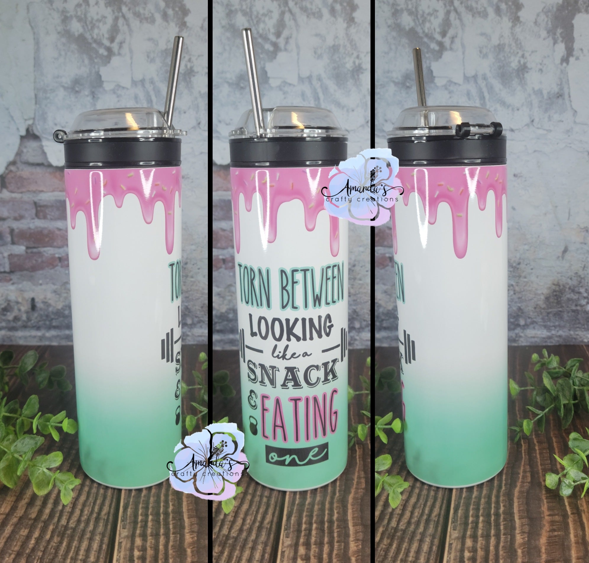 "I Workout" 20oz or 30oz tumbler, "looking like a snack or eating one" stainless steel tumbler, tumbler, metal tumbler with straw