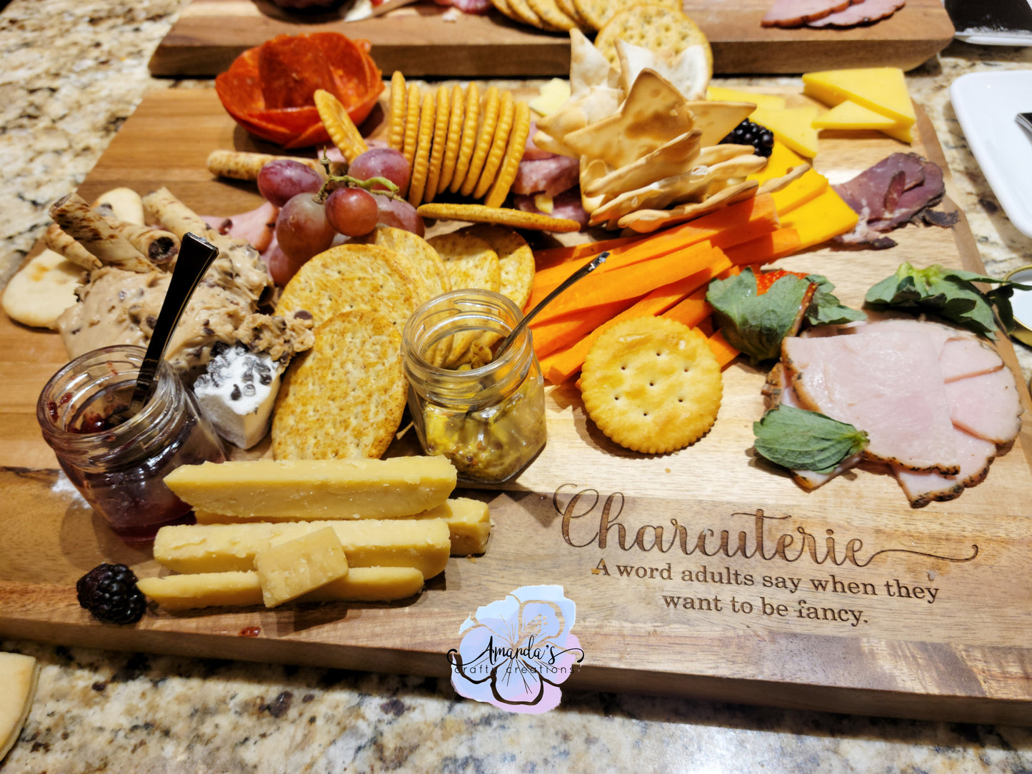 Charcuterie, a words adults say when they want to be fancy customizable wooden cutting board