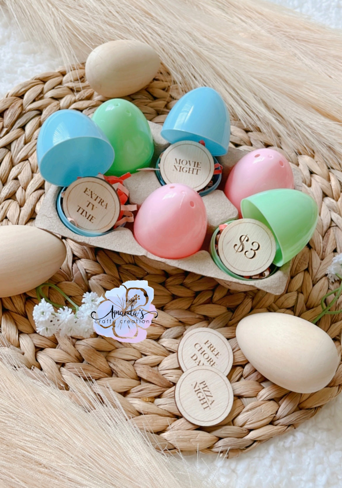 Easter eggs with engraved tokens
