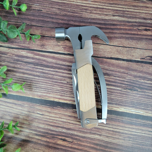 Multi tool engraved pocket tool with hammer