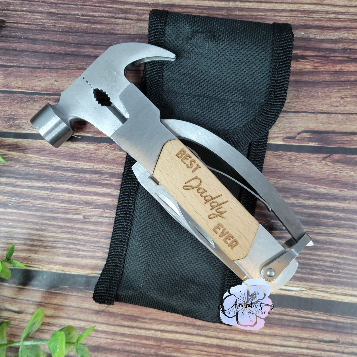 "Multi tool", engraved mutli use pocket tool, wood handle pocket multi tool