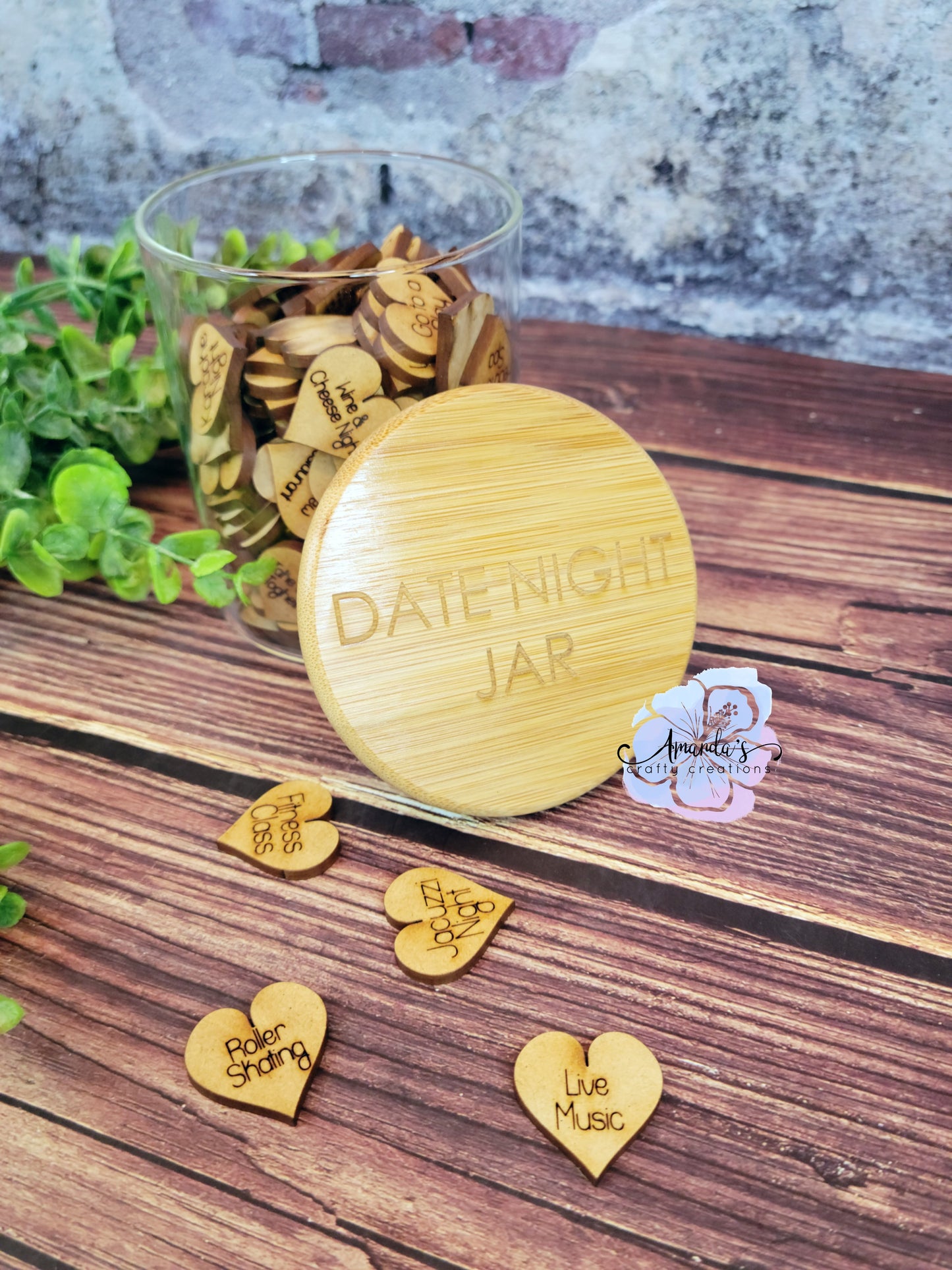 Date night jar with heart inserts