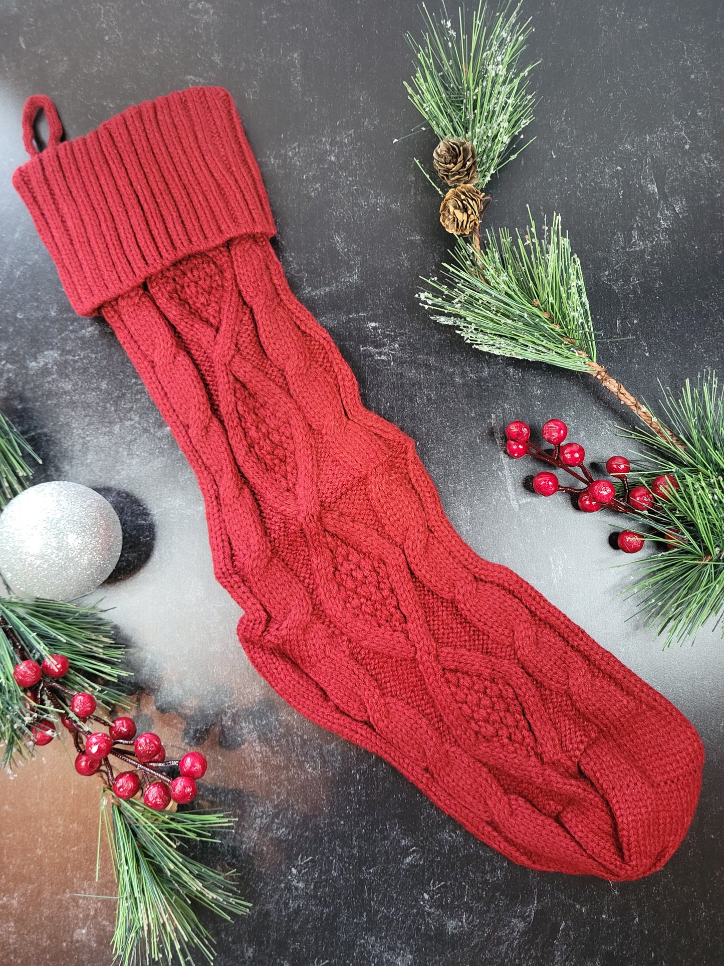 Cable Knit Christmas Stocking, Personalized Engraved Leather patch, custom family stockings for Christmas, 3 colors