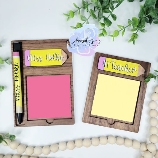 Customizable notepad holder for sticky pad notepads, note pad holder for desktop, teacher gift