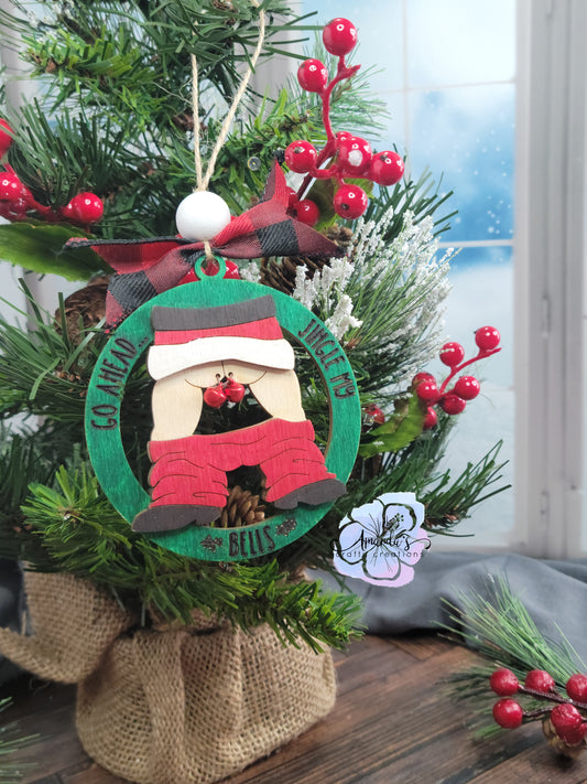 "Jingle my bells" layered wood ornament, jingling ornament, funny adult ornament, layered ornament, adult humor, funny ornament