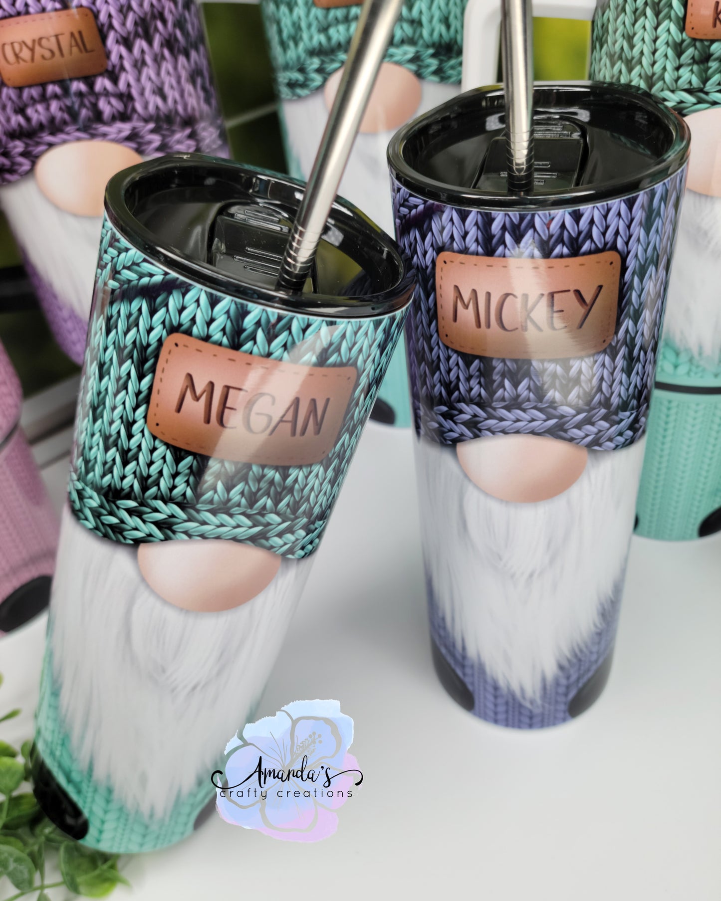 "Gnome" 20 oz or 30 oz skinny metal tumbler, gnome, gnome lover, metal tumbler with straw