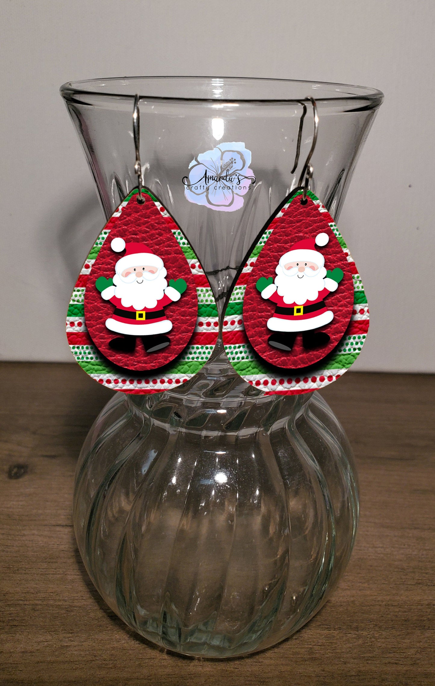 Drop Earrings, Dangle Earrings, Christmas, Santa, Cute Earrings, Leather Texture Earrings, Christmas Earrings, Drop earrings jewelry