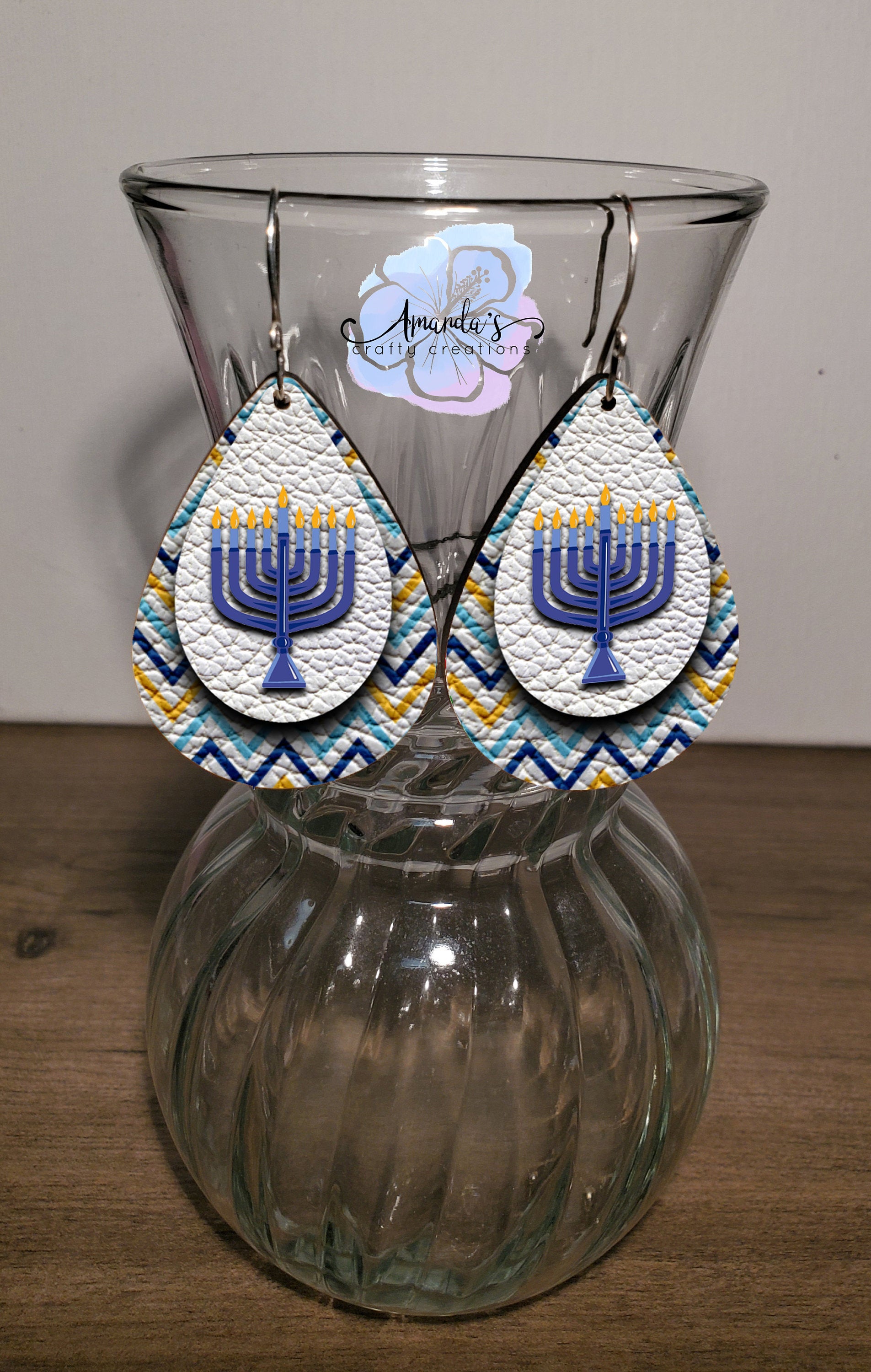 Drop Earrings, Israel Menorah