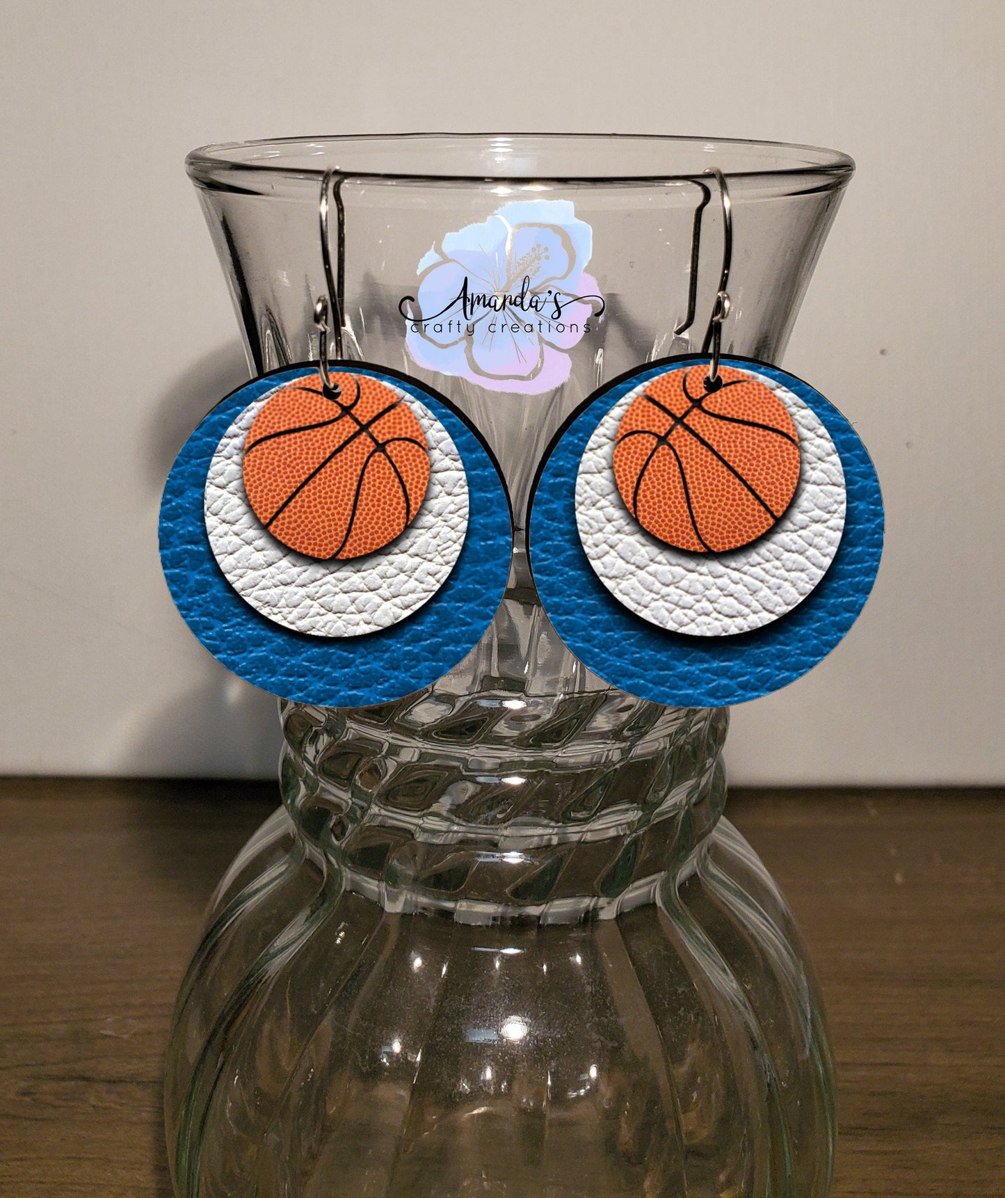 Drop Earrings, Dangle Basketball Earrings, Custom Basketball Earrings, Team Color Basketball Earrings