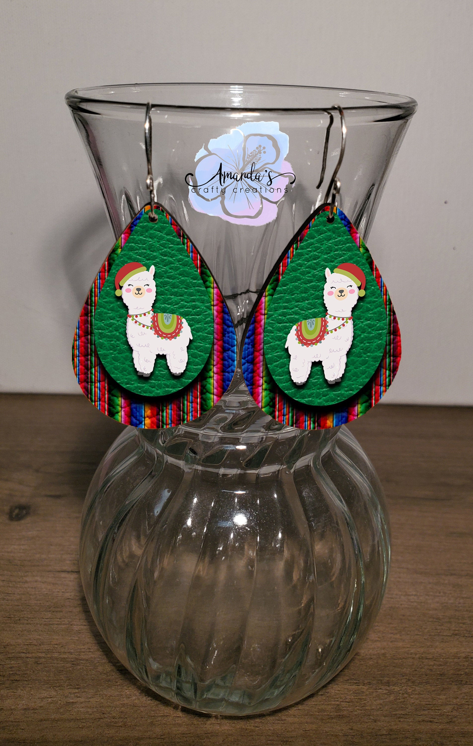 Drop Earrings, Christmas llamas