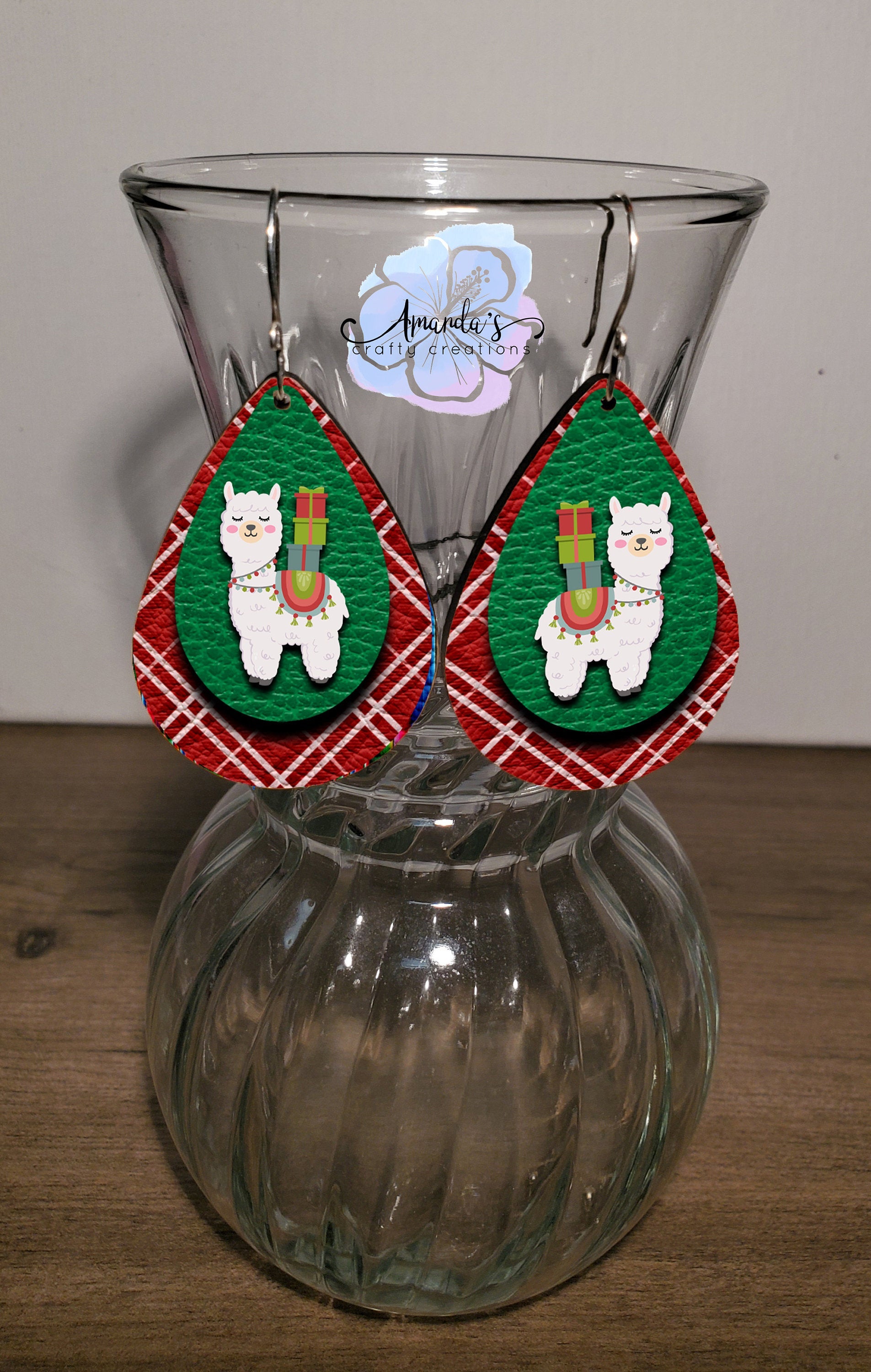 Drop Earrings, Christmas llamas