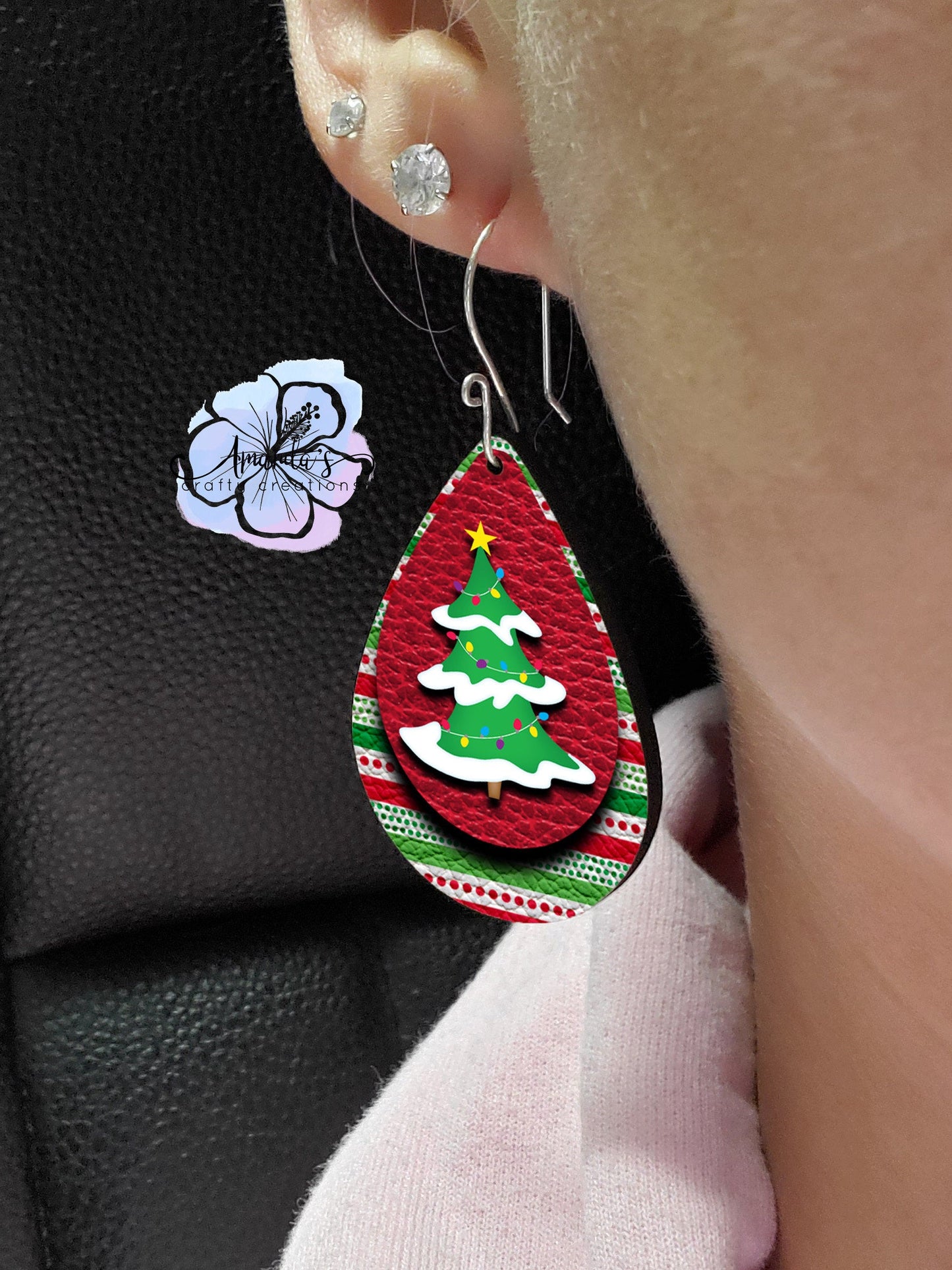 Drop Earrings, Christmas whoville type Christmas tree