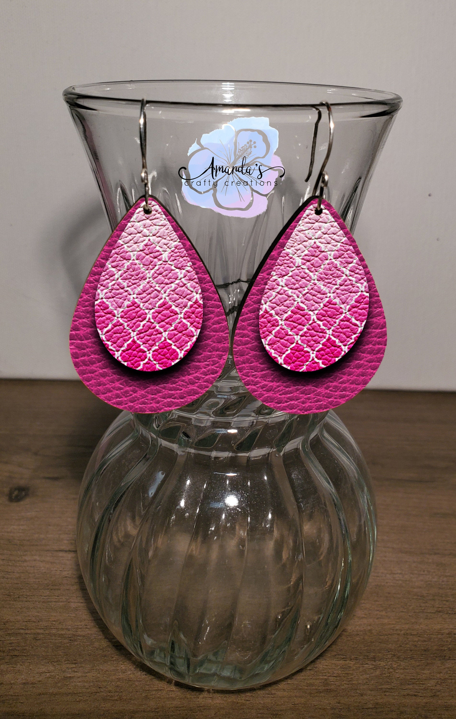 Drop Earrings, pink and white ombre
