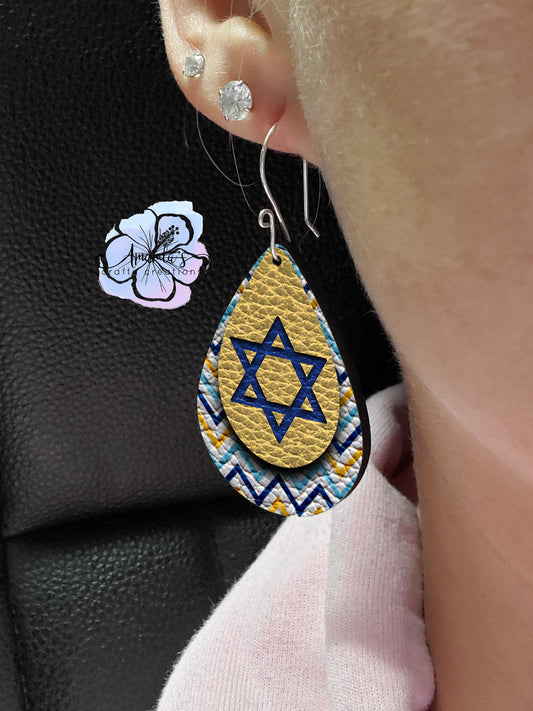 Drop Earrings, Hanukkah Star of David