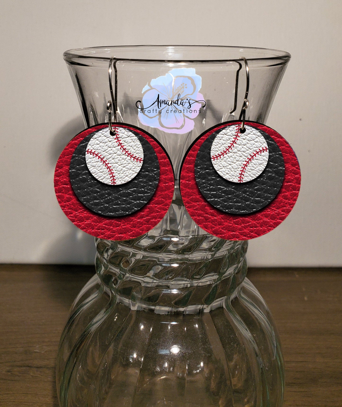 Drop Earrings, Dangle Baseball Earrings, Custom Baseball Earrings, Team Color Baseball Earrings
