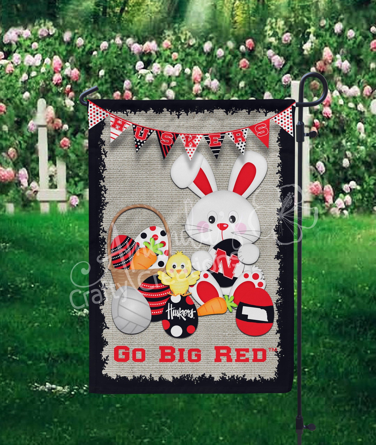 "GBR Easter" Nebraska Huskers, Licensed Nebraska Cornhusker Product, Nebraska Flag, Nebraska Garden Flag, University of Nebraska, Team Flag, Nebraska, Home Decor, Husker gift, Sports