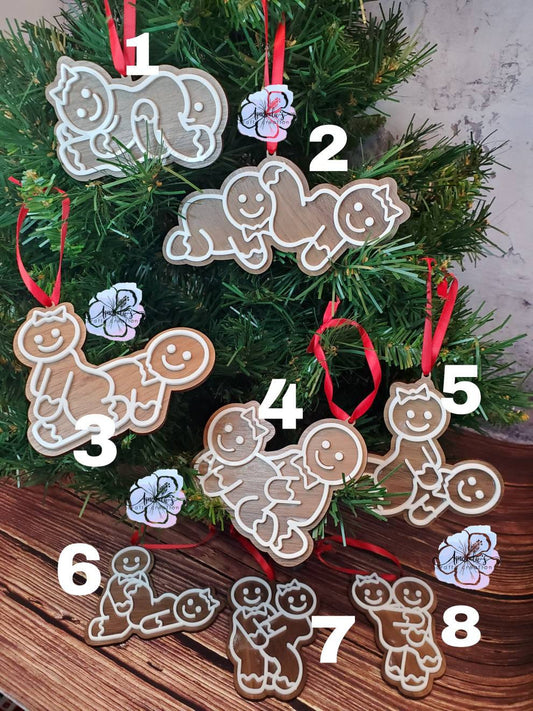 Adult humor kama sutra sex positions gingerbread Christmas ornaments