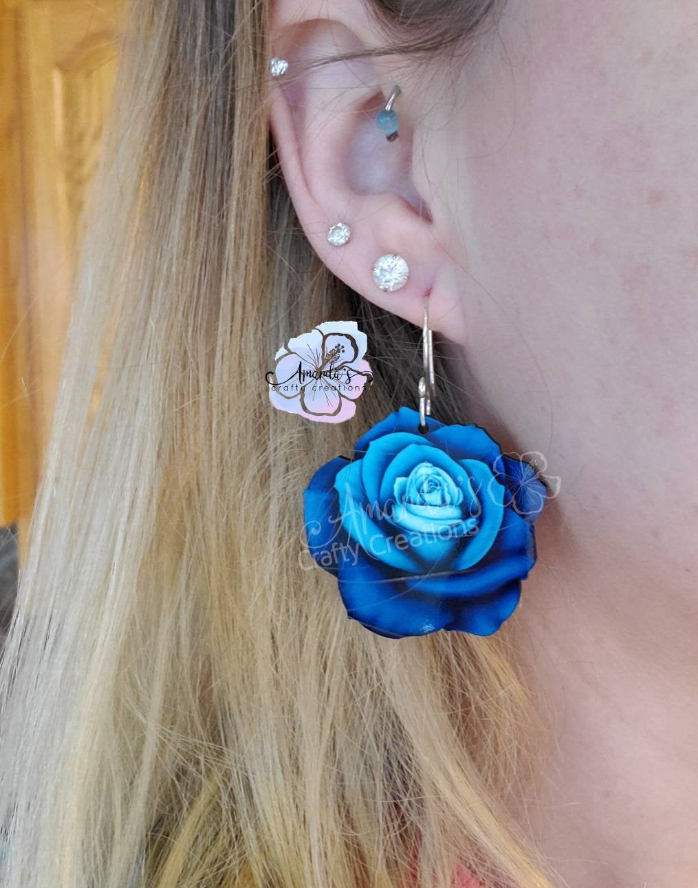 Drop Earrings, Dangle Earrings, Rose earrings, Flower Earrings, Rose flower Earrings, Drop earrings jewelry