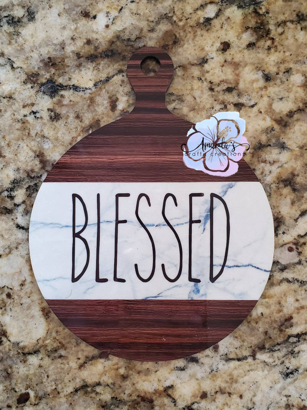 "Blessed" Mini faux cutting board, tiered tray decor, tiered tray, Rae dunn inspired, blessed, home decor